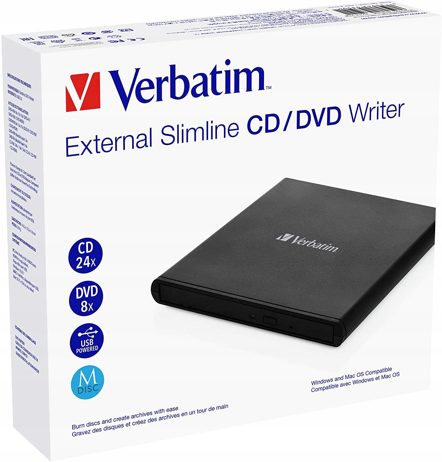 

Verbatim Slimline Nagrywarka CD DVD Usb M-disc