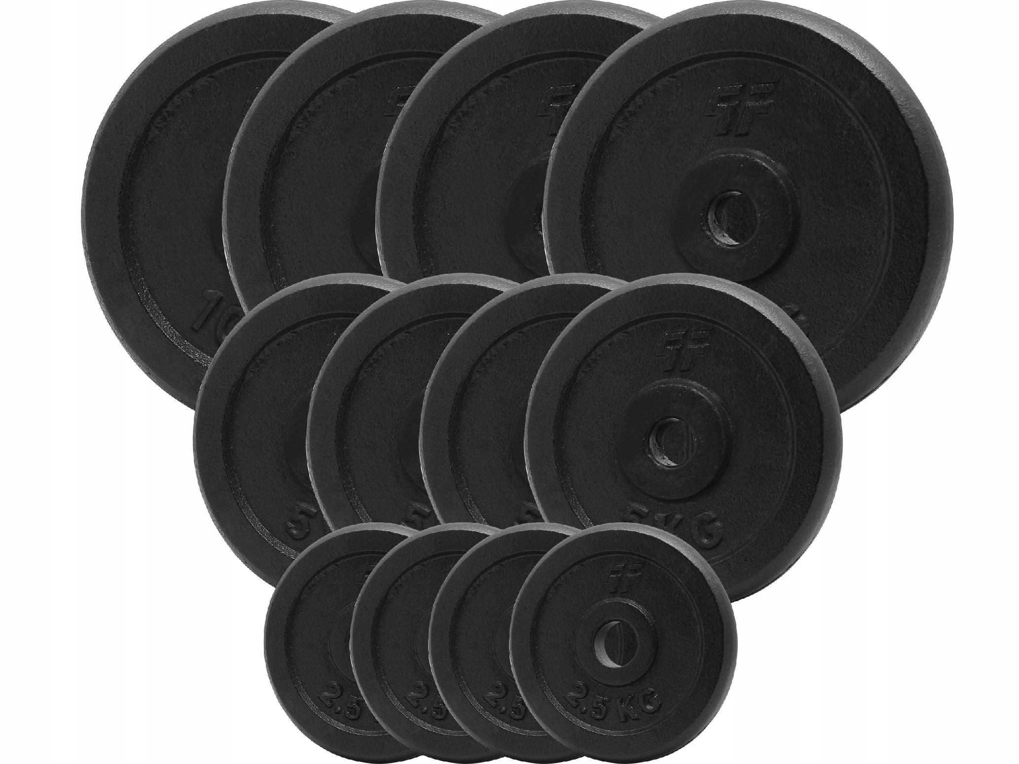 Platinum Fitness Zestaw 70KG Obciażenie Żeliwne 29 MM Żeliwo Czarne Pełne