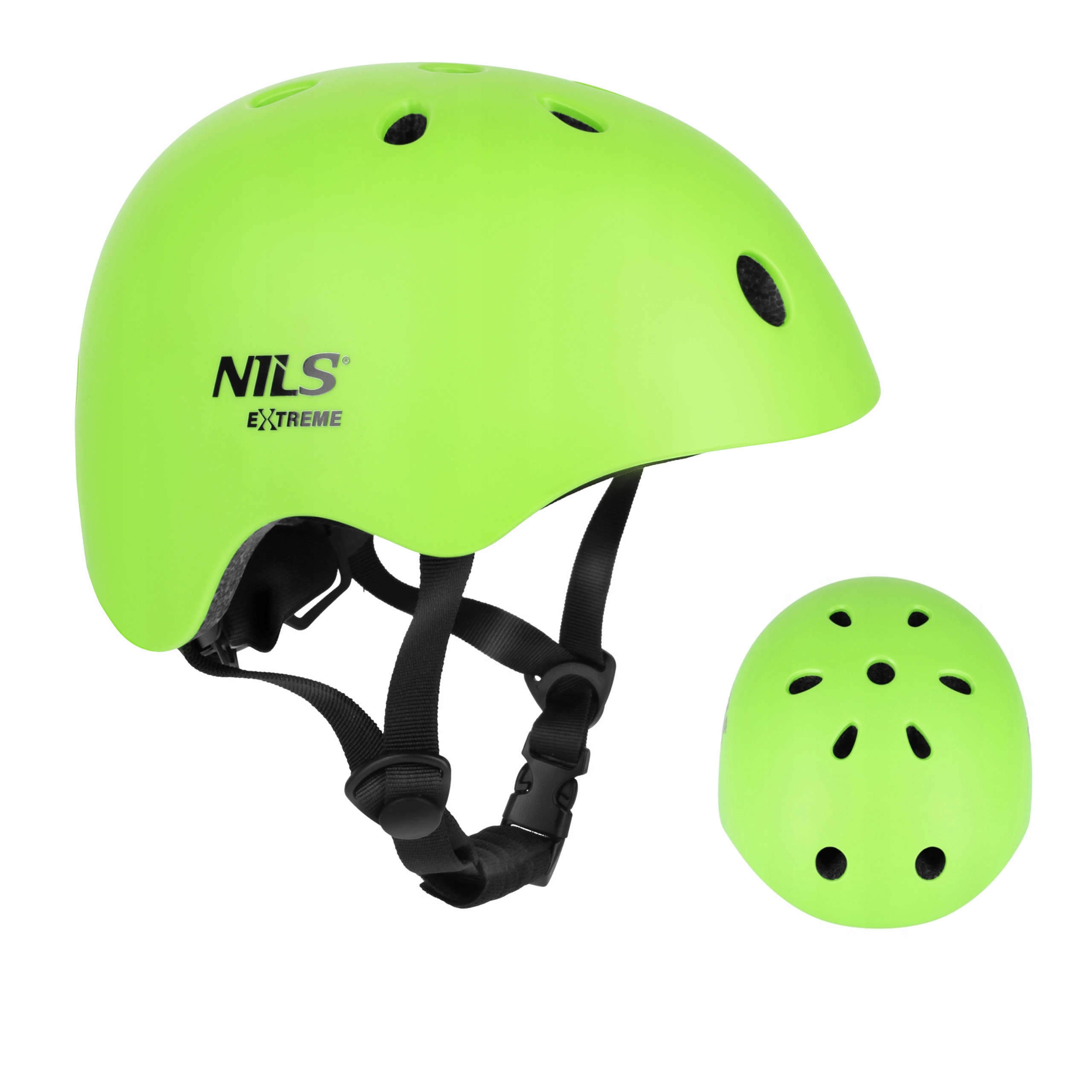 Zielony Kask Ochronny Nils Extreme Xs 48-52cm Rower Rolki Bezpieczny