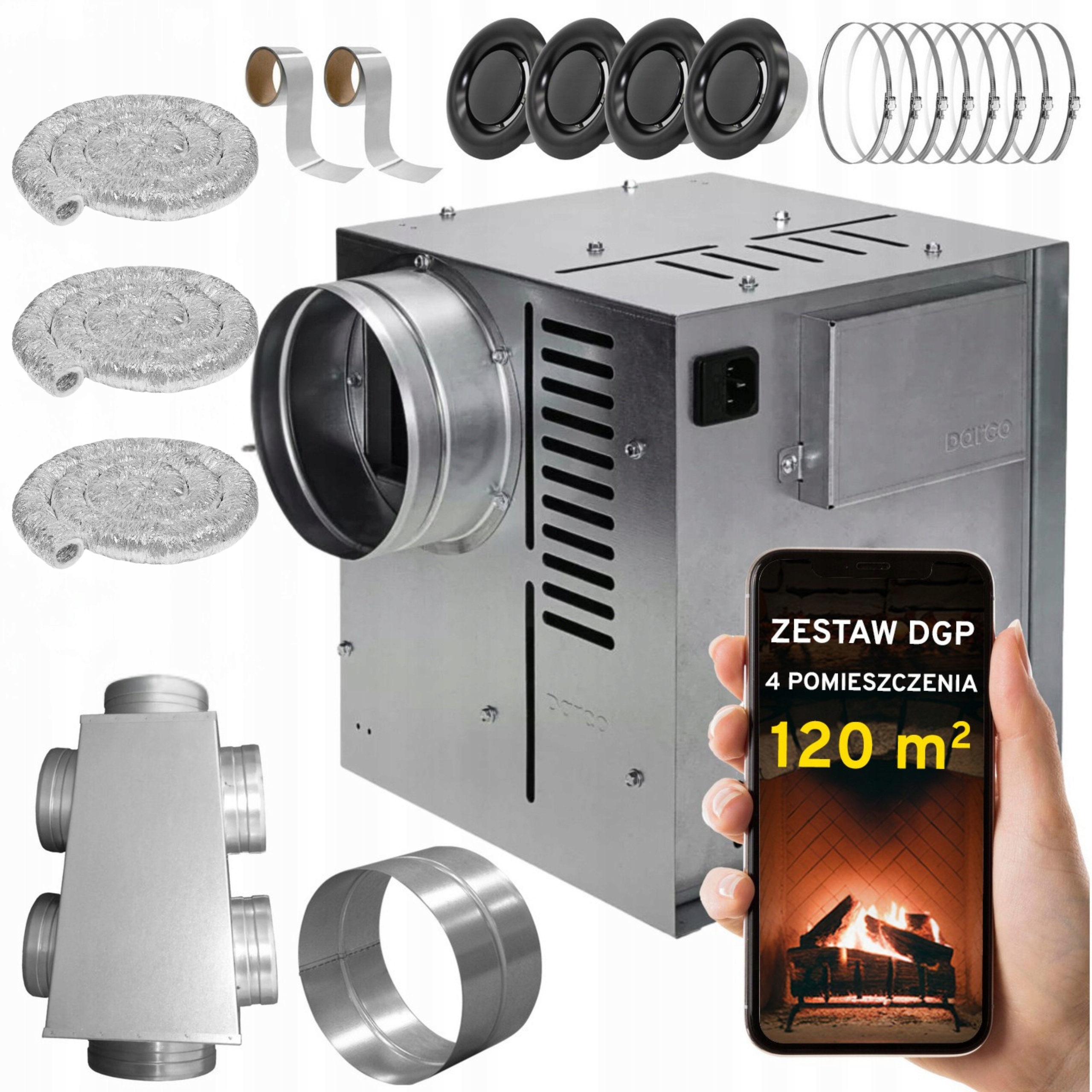 Komínová Turbína Ventilátor Komínový Set Dgp 4 miestnosti 120 m2