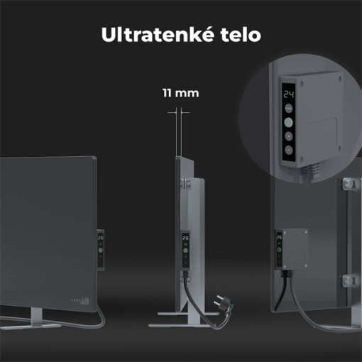 AENO GH5S Grzejnik szklany Smart 700W app+panel LED szary wtyczka EU — 19