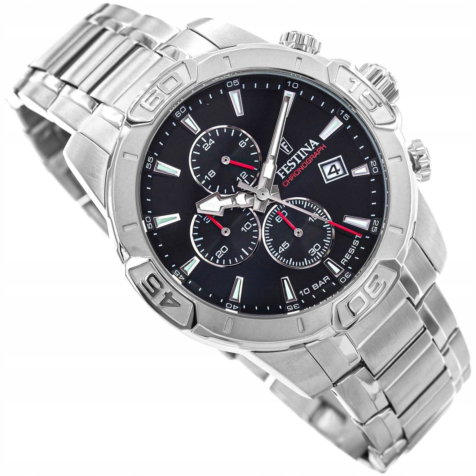 Pánské Hodinky Festina F20704/3 Timeless Chronograph Stříbrné Na Náramku