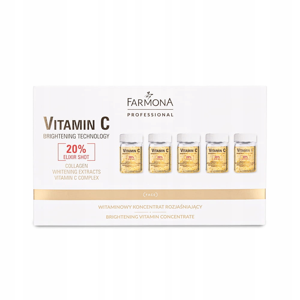 5x Vitamínový rozjasňující koncentrát Farmona Vitamin C 20% Ampulky 5 ml