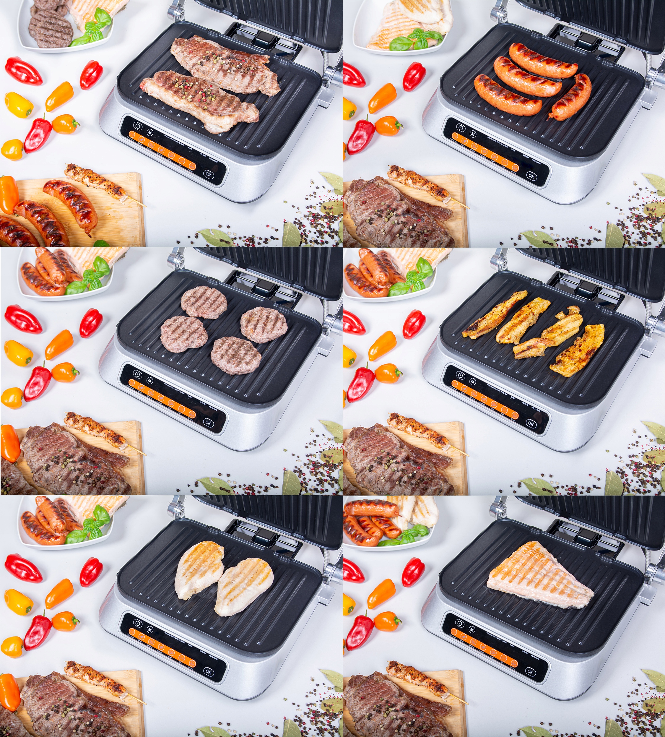 Grill Elektryczny INTELIGENTNY PROGRAMY FIT FIRST AUSTRIA Kolor dominujący srebrny/szary