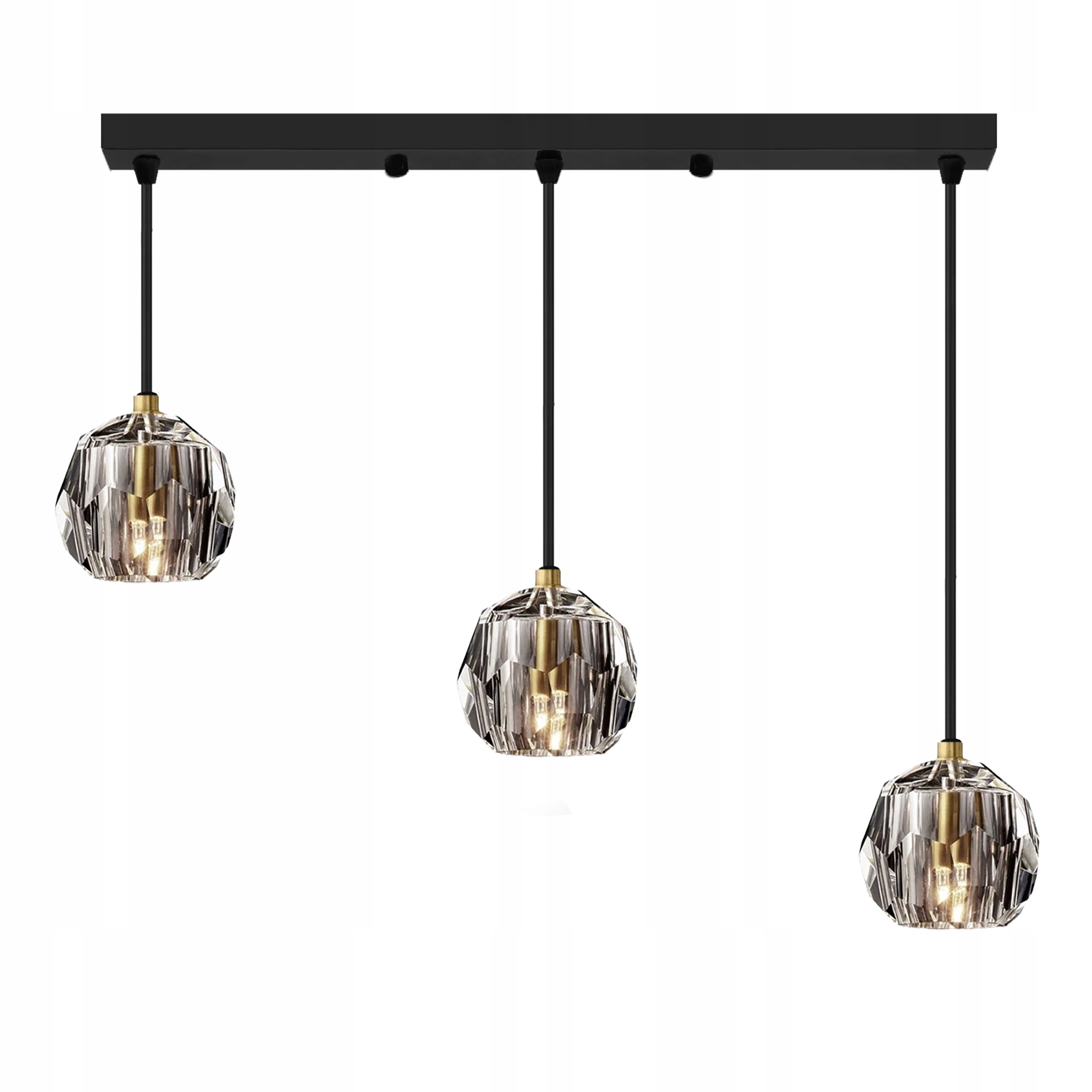 

Lampa Wisząca 3 Kryształowa Metal Czarny Glamour
