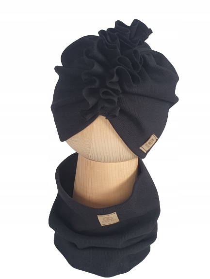 

Komplet, Turban + Komin, Prążek, Czarny 44cm-47cm