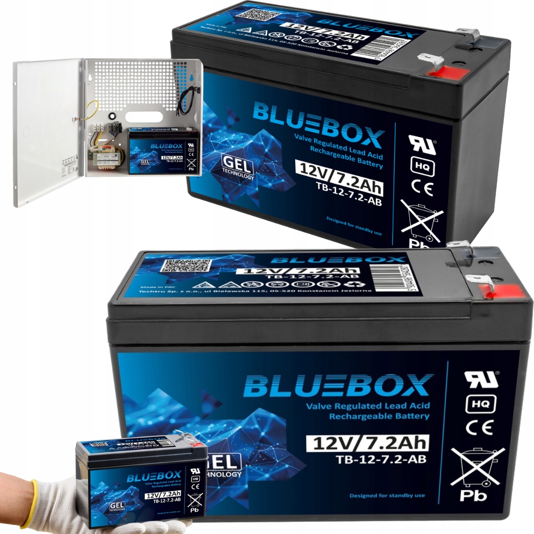 3X Akumulator żelowy Agm 12V 7,2Ah Bluebox (wymiar 9Ah) Ups alarm