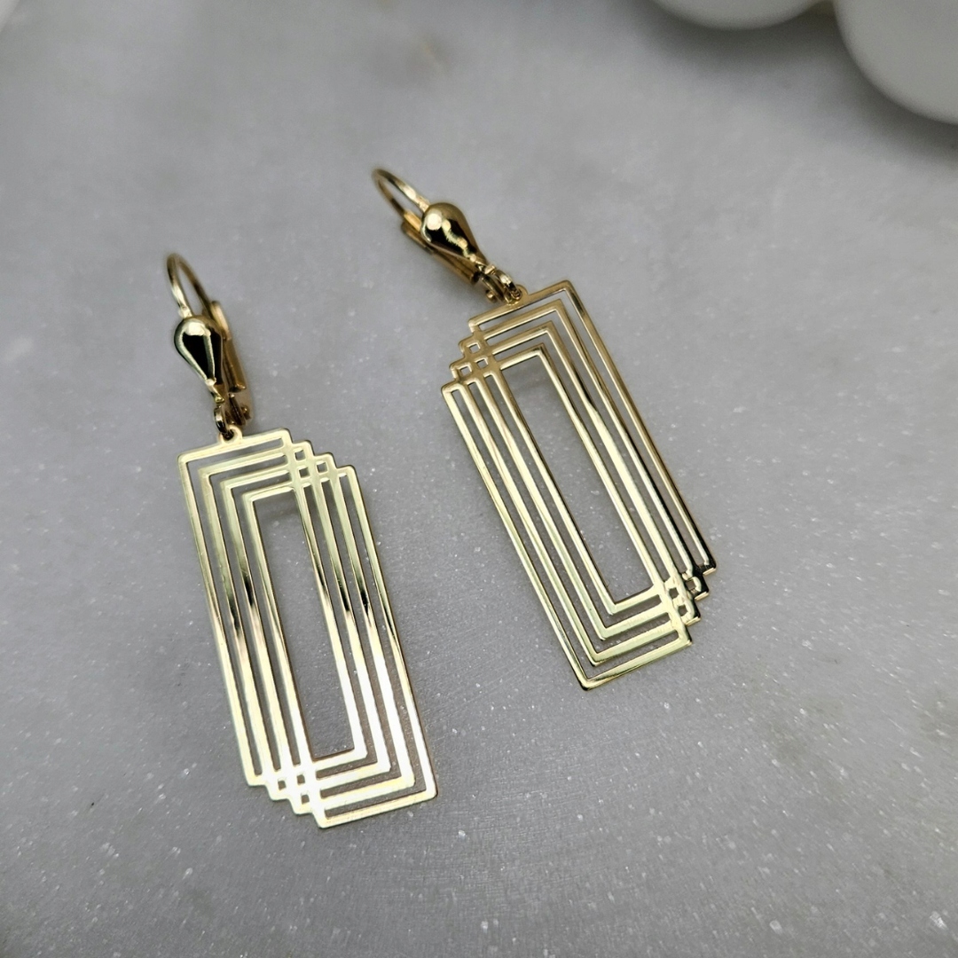 Zlaté náušnice Obdélníky pr. 585