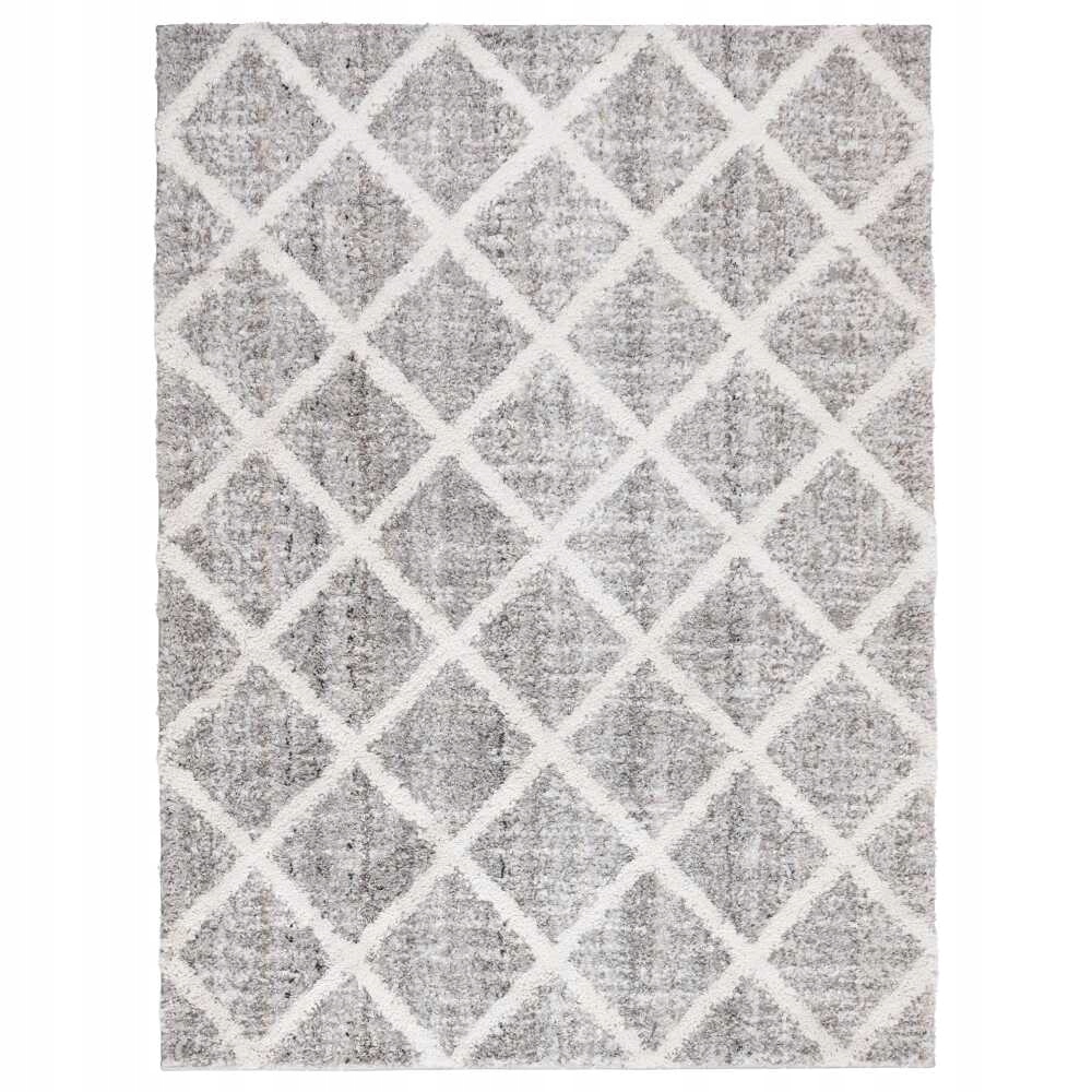 Koberec Bilbao Shaggy 80×150 cm kosočtverec antracitový geometrický