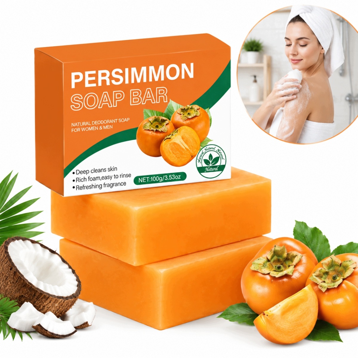 Přírodní Persimonové Mýdlo V Deodorizační Kostce S Pěnou 2 X 100 G