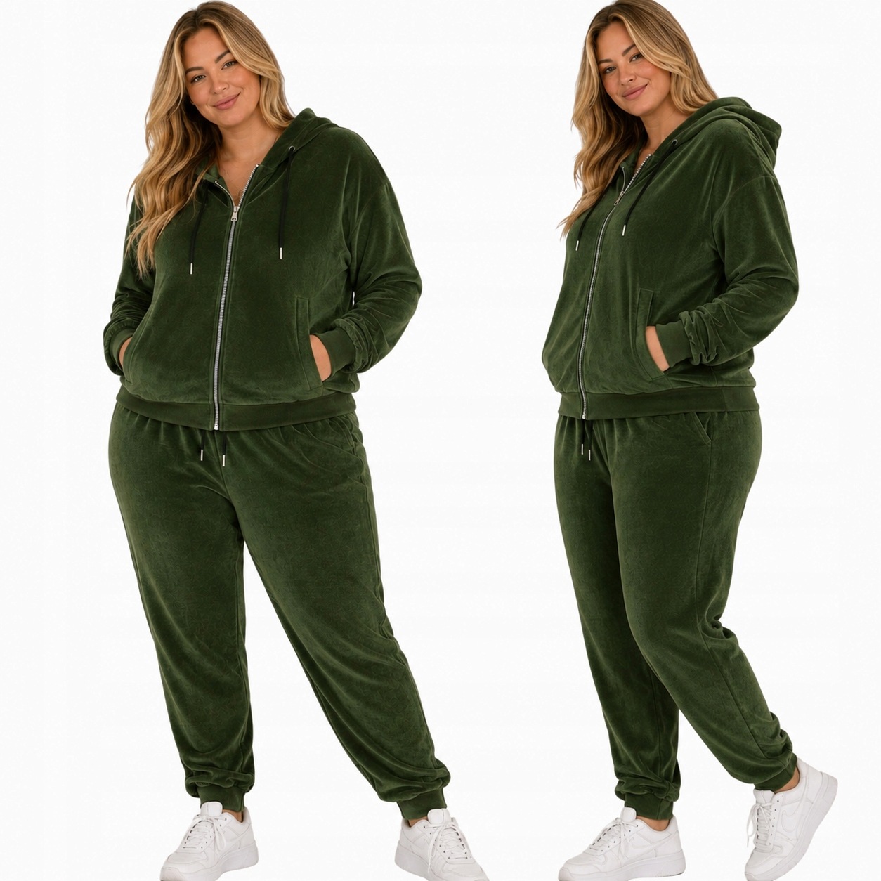 Rozpínací Teplákovka Dámský Velur 54 56 7xl 8xl khak zavinovací kapsy 0150