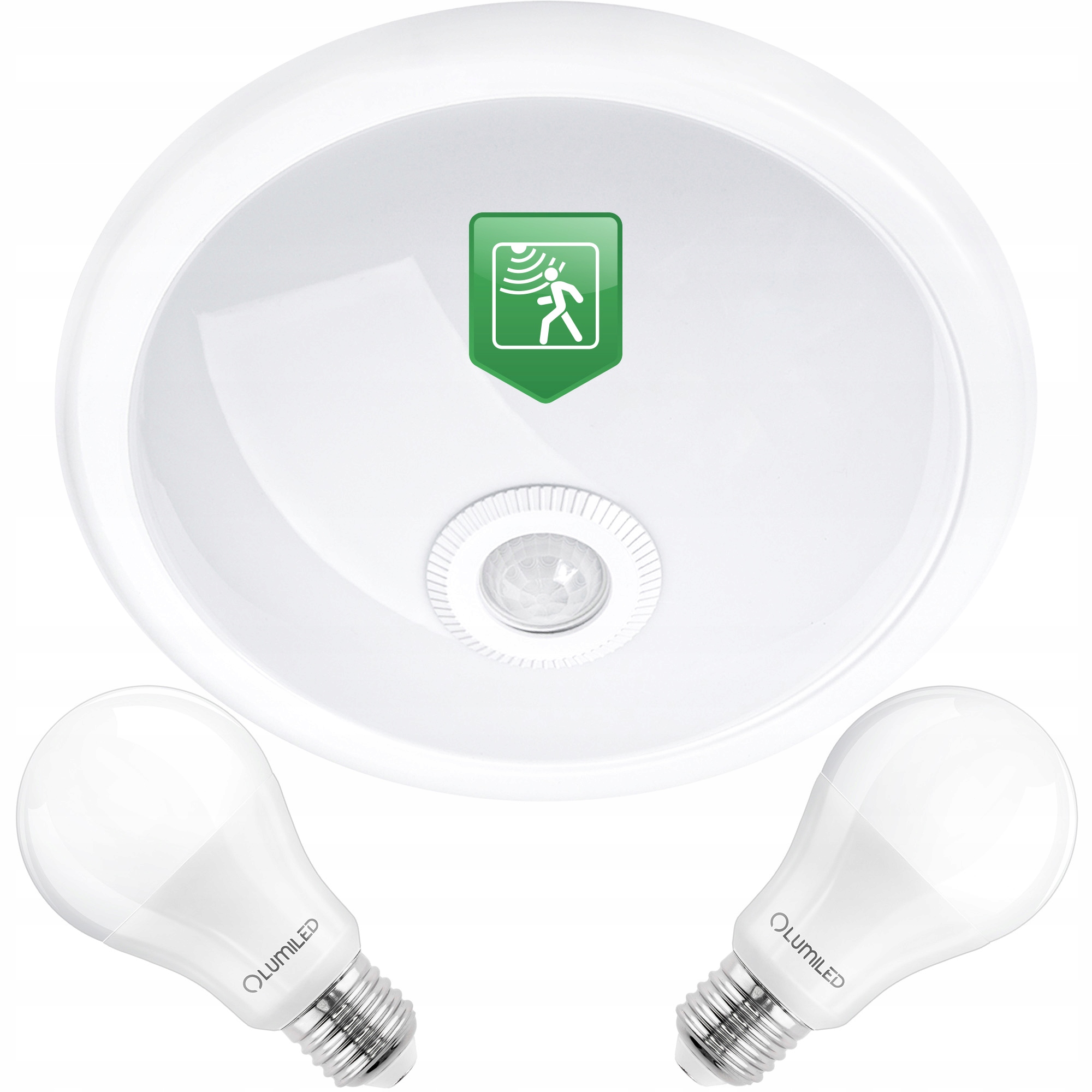 Oprawa Plafon z czujnik ruchu + 2x LED E27 = 20W