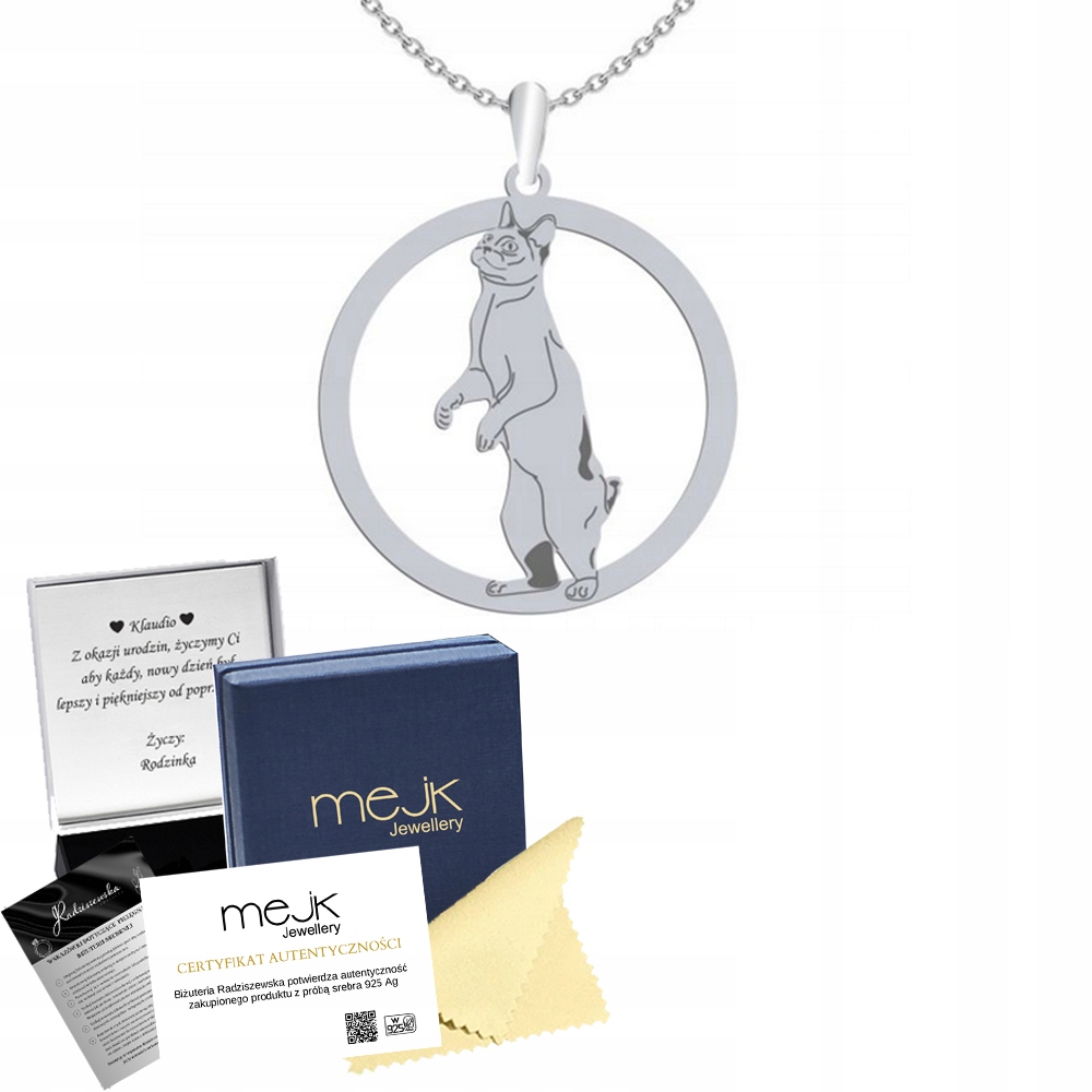 Stříbrný náhrdelník s japonskou kočkou Bobtail 925 Řetízek Šperky Gravírování