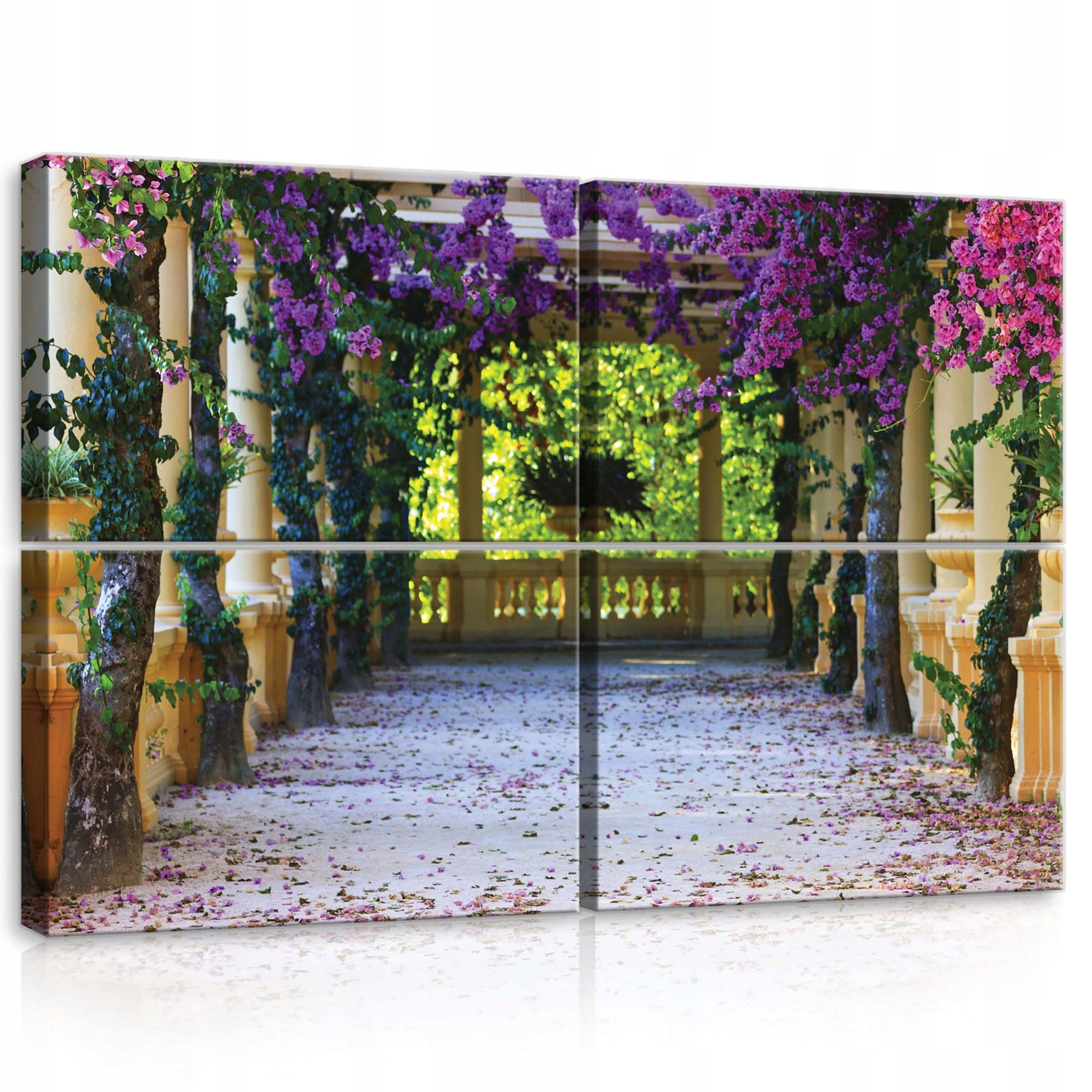 Obraz 120x80 Altánok aleja pergola kvety bugenwilla fialová ružová zelená