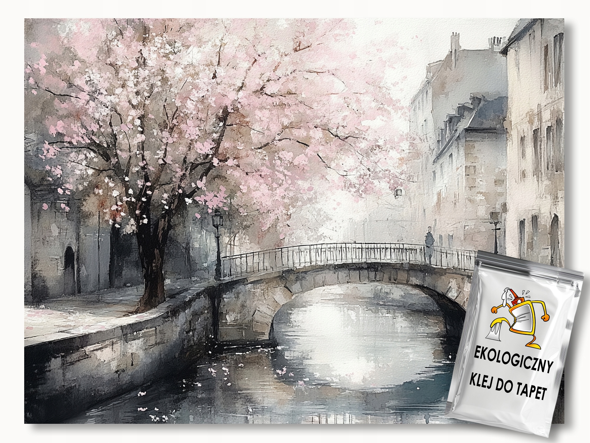 Fototapeta Flizelina Město Kanál Řeka Most Dřevo Květiny 300x210 110g