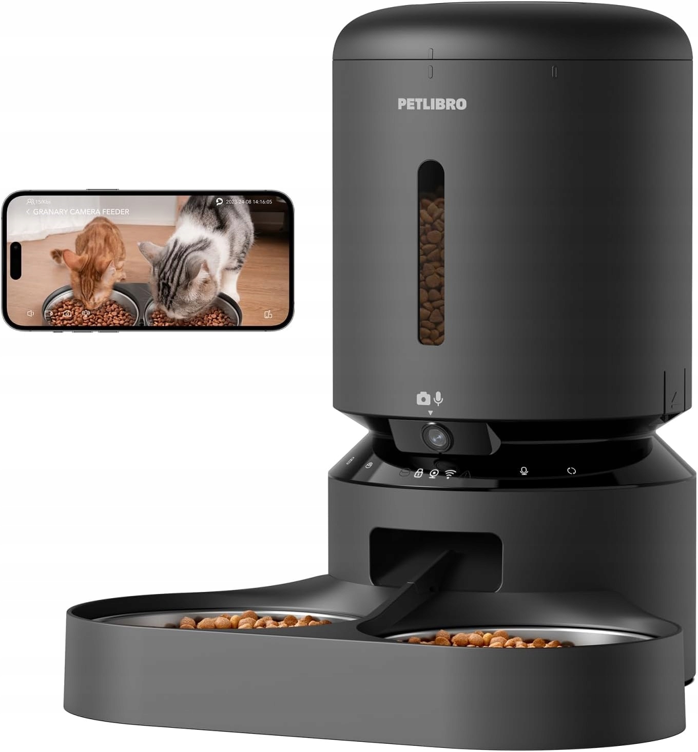 Petlibro krmítko 5L Wi-Fi Hd kamera nerezová ocel černá