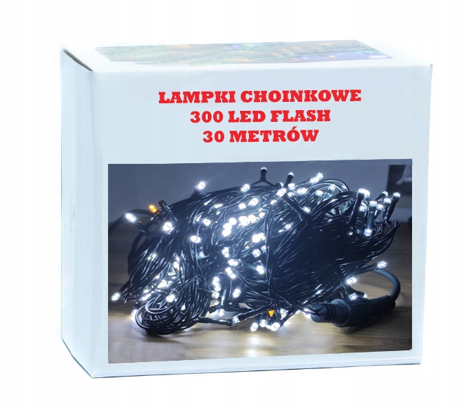 

Lampki Choinkowe 300LED Białe Zimne Flash