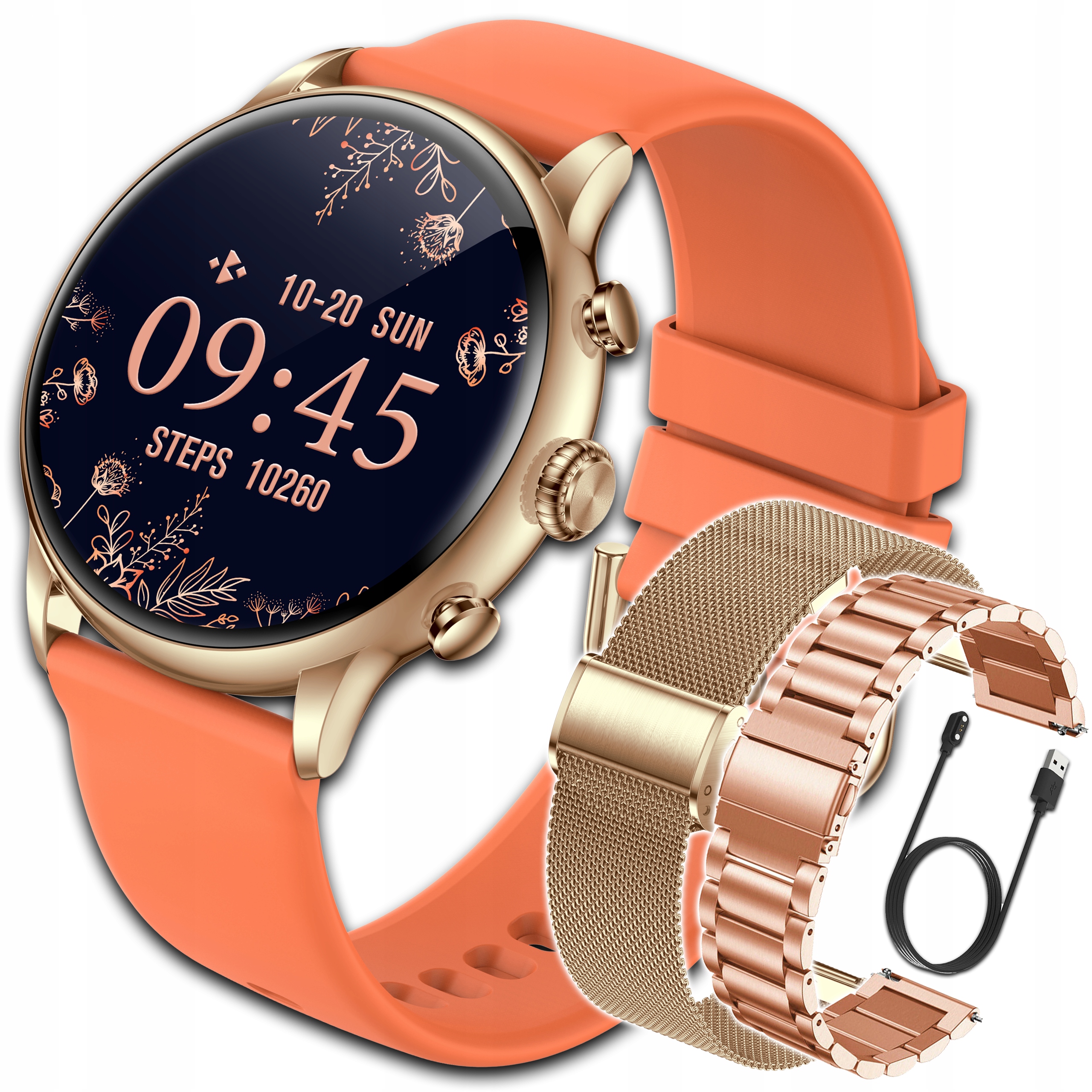 SMARTWATCH DAMSKI POLSKIE MENU ROZMOWY ZDROWIE SPORT AMOLED SMART WATCH PL