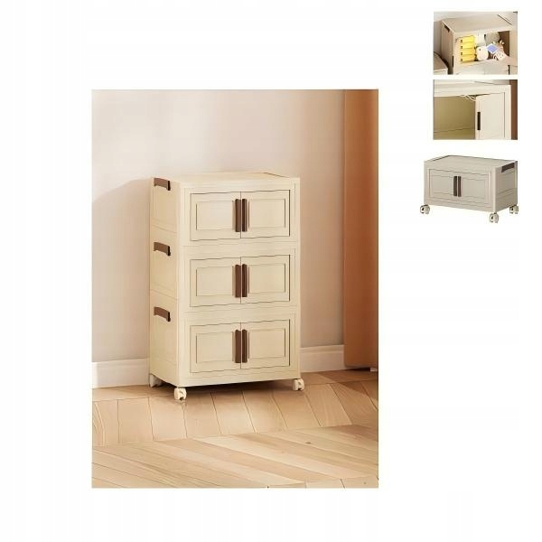 Skládací 3-úrovňová skříňka s kolečky – pro skladování