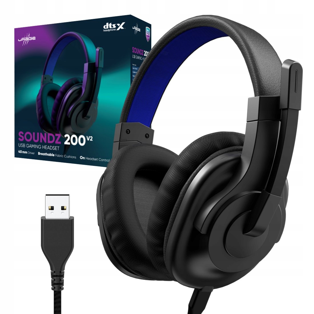 Słuchawki Dla Gracza Urage Soundz 200 V2 Czarne Rgb Stereo Mikrofon