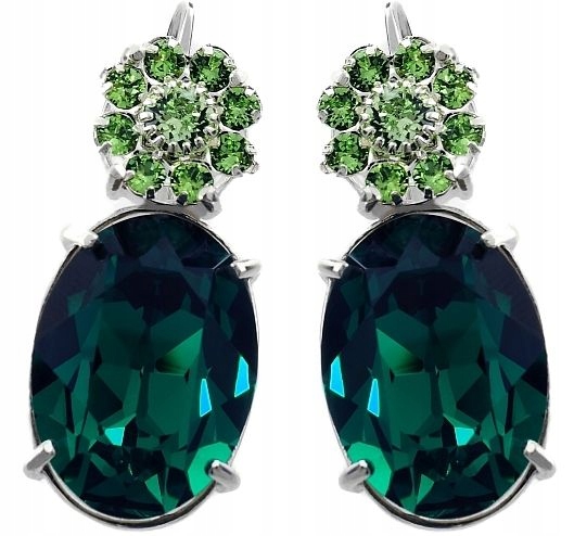 Náušnice Zelené Krystaly Emerald Stříbro Arande