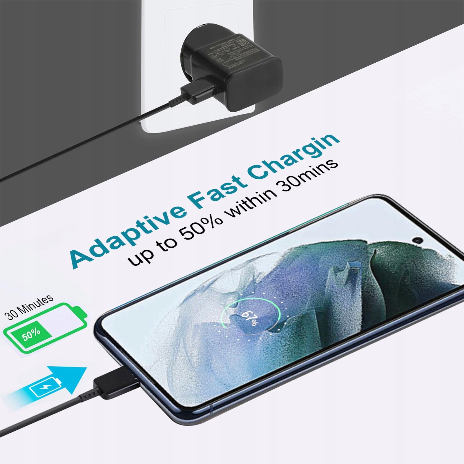 Sanronang Ładowarka USB Z Kablem USB C Do Galaxy A15 A14 A13 A33 A34 A35 — miniatura 6