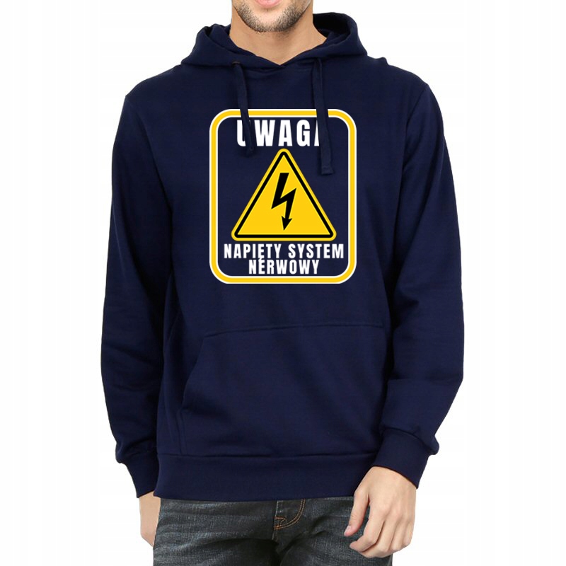 Mikina Tmavě Modrá Kapuce Pánská jako Dárek Napjatý Nervový Systém Vzory M