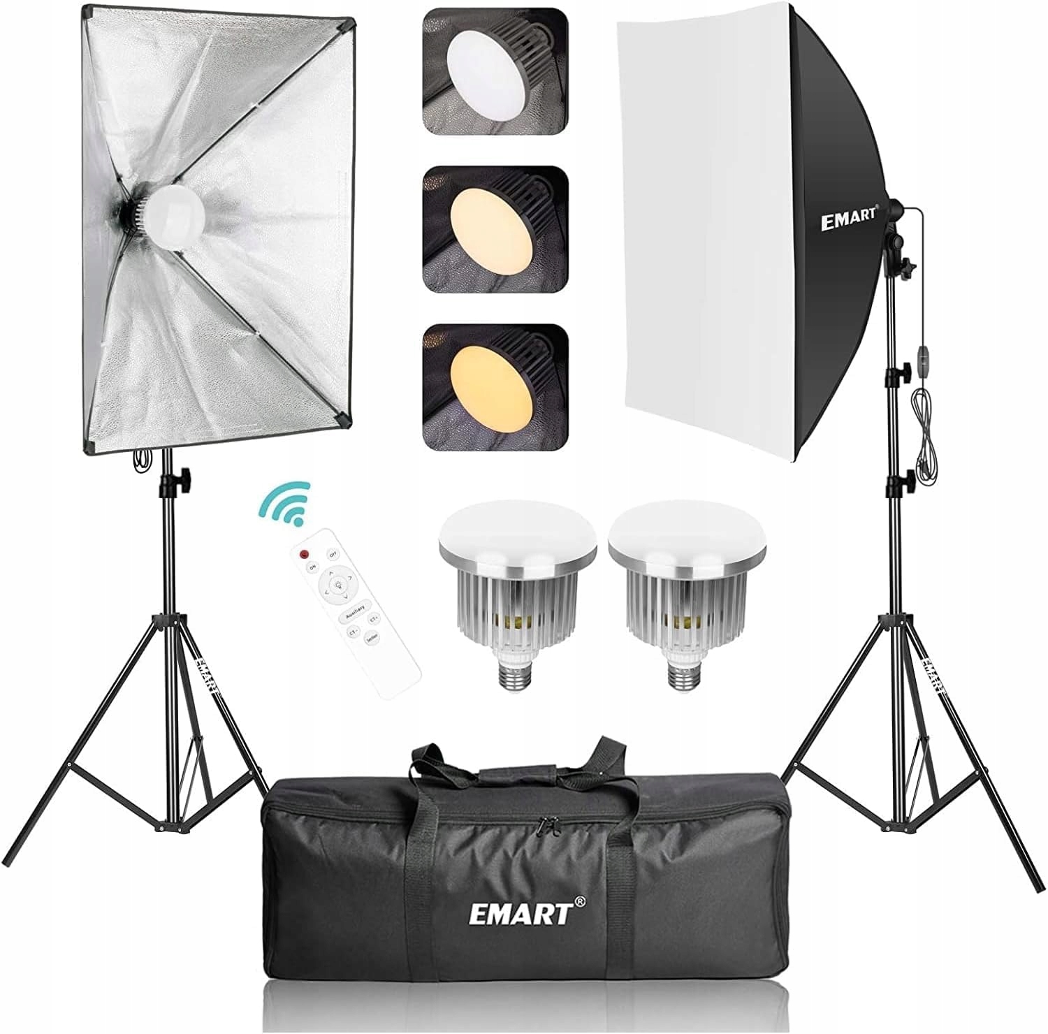 EMART SOFTBOX ZESTAW DO STUDIA FOTOGRAFICZNEGO, 50 X 70 CM,