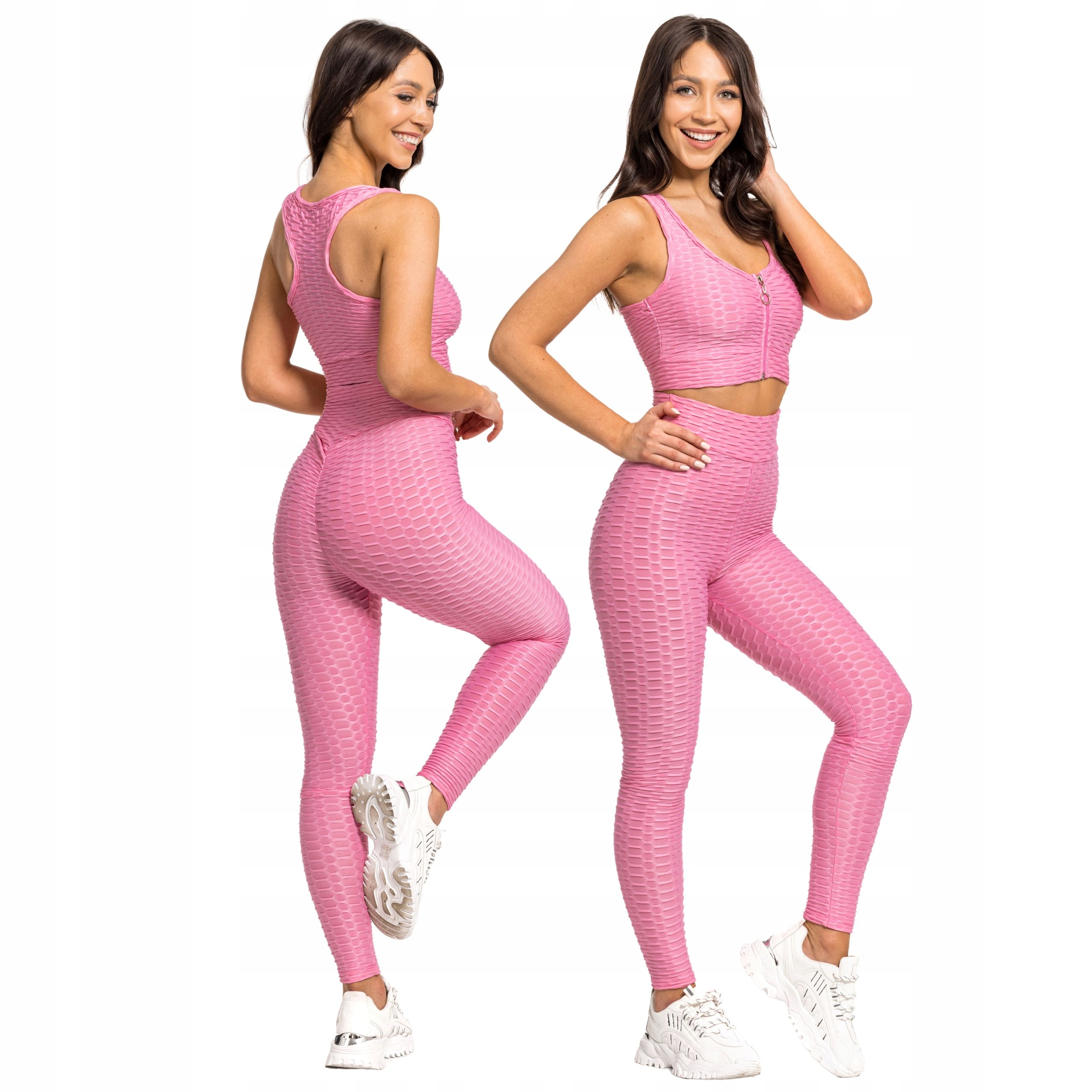 Dámský Sportovní Komplet Top Legíny Na Zip, Růžová Barva