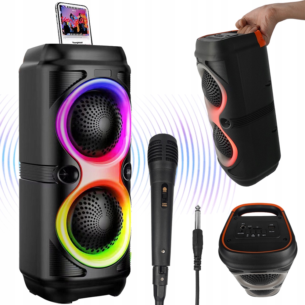 Bluetooth 5.0 Reproduktor S Mikrofonem Karaoke 7 Rgb Režimů Světla V Rytmu