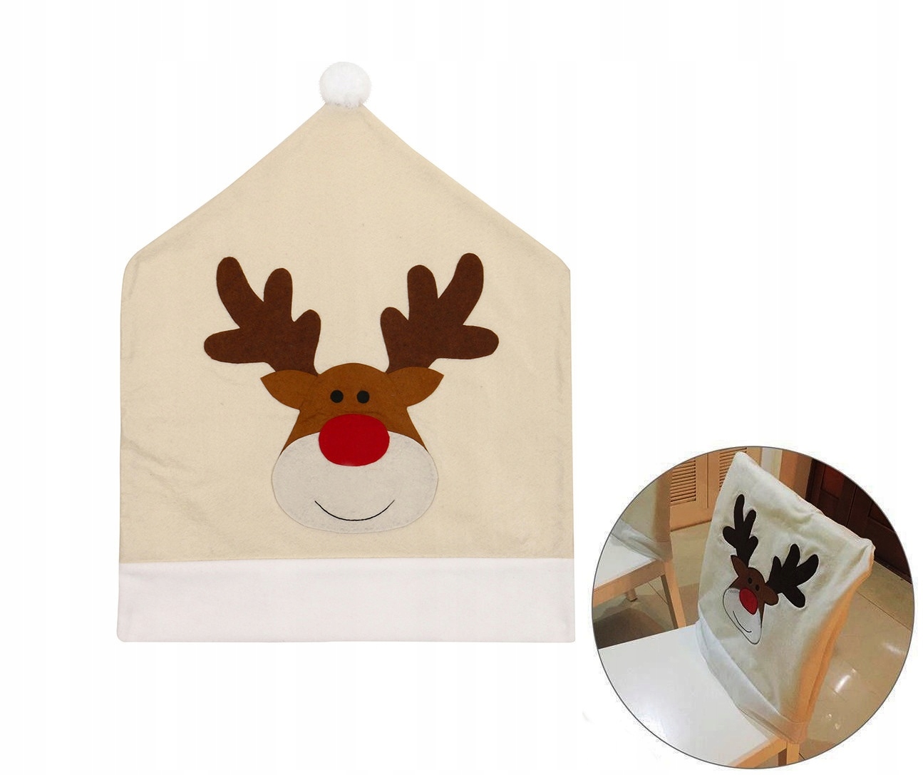 

Pokrowiec na krzesło z Reniferem Święta na wesoło