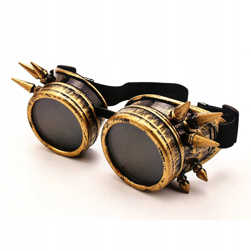 

Gogle Steampunk Motocyklowe Złote Kolce Impreza