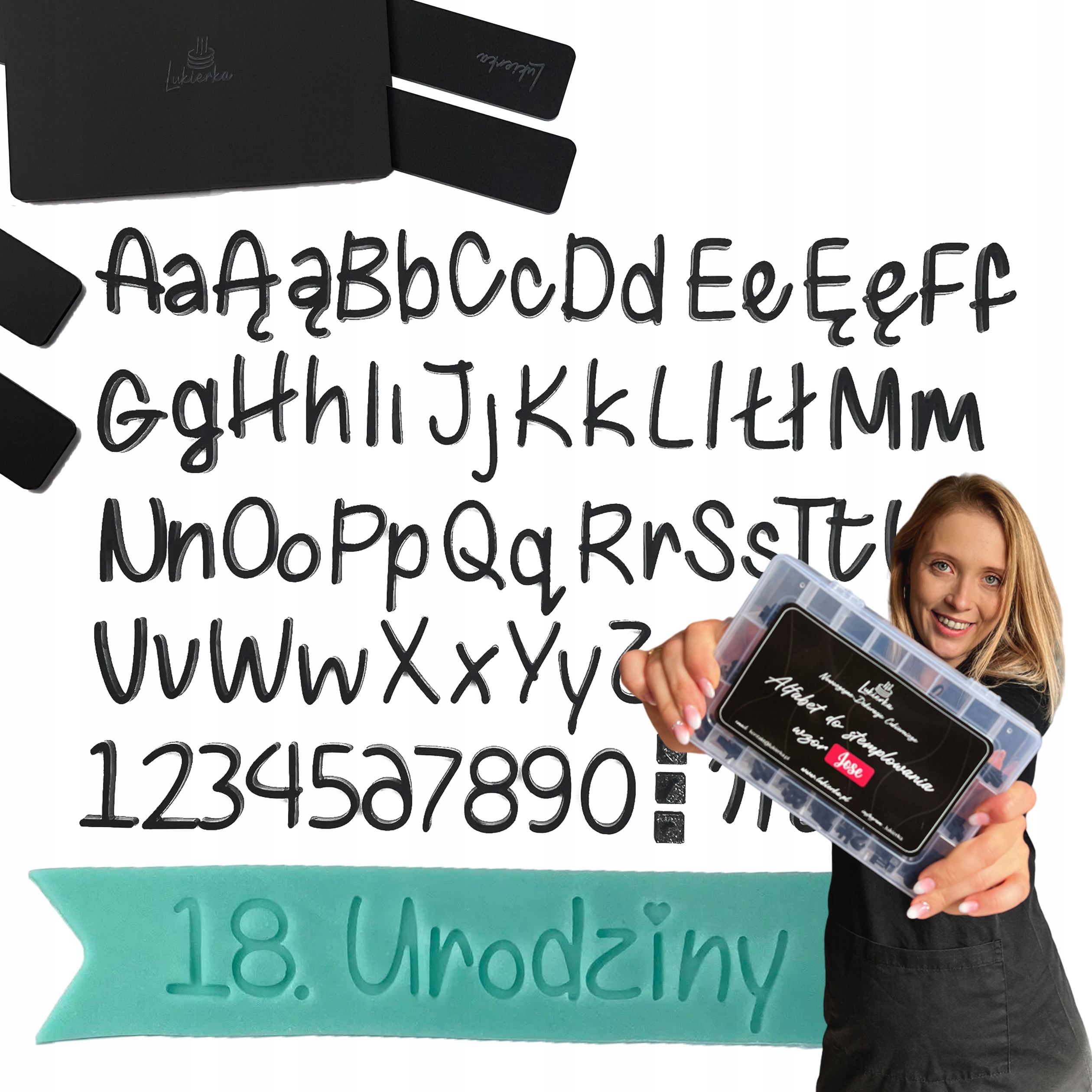 Literki na tort Alfabet cukierniczy Stemple do masy cukrowej Chase Listwy