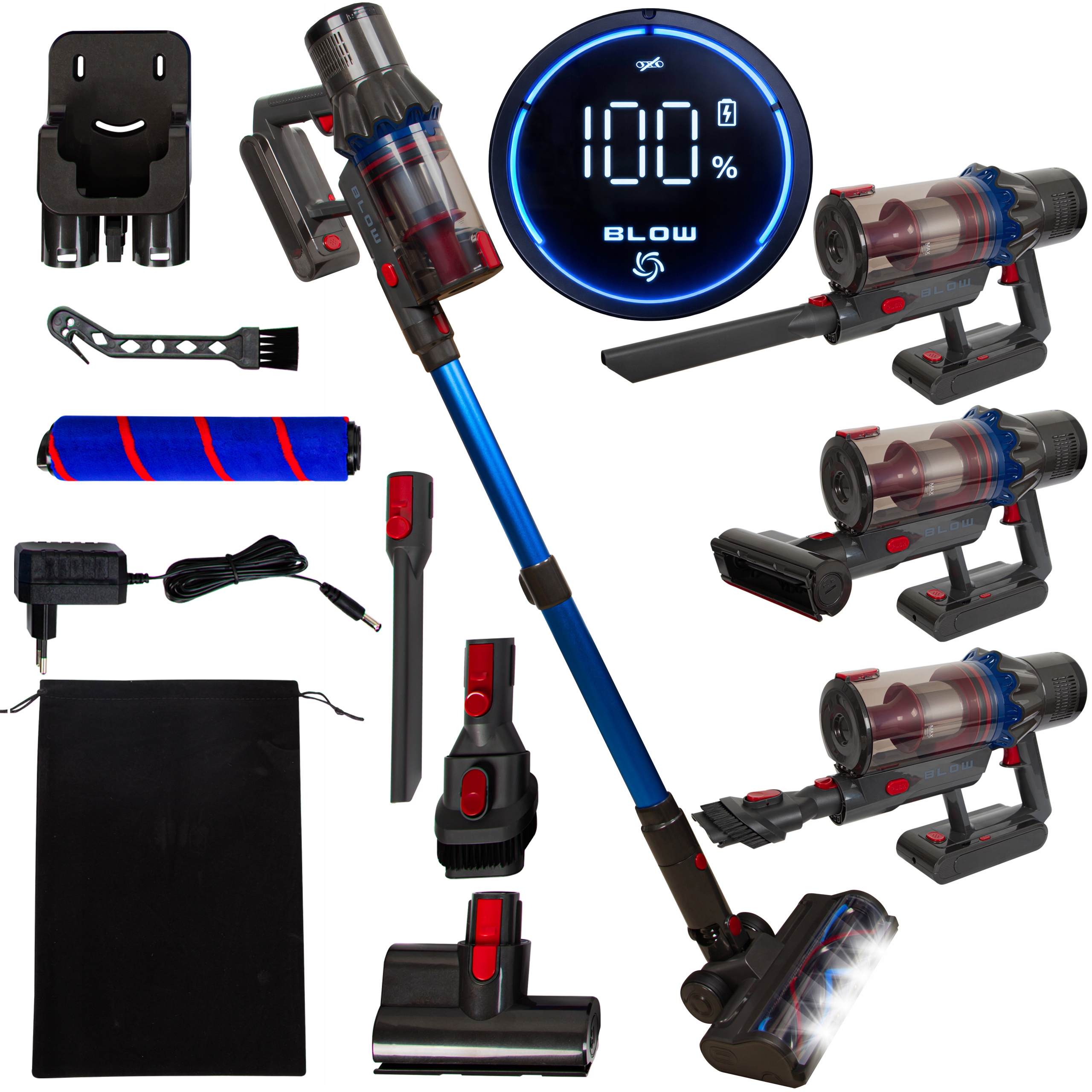 Bezdrôtový Vertikálny Bezvreckový Vysávač 450 W Ručný Hepa Led Cyklónový