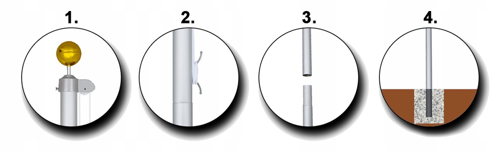 MASZT FLAGOWY Aluminiowy Ogrodowy Segmentowy 6,2m + Flaga Polski 150x90 cm Szerokość produktu 150 cm