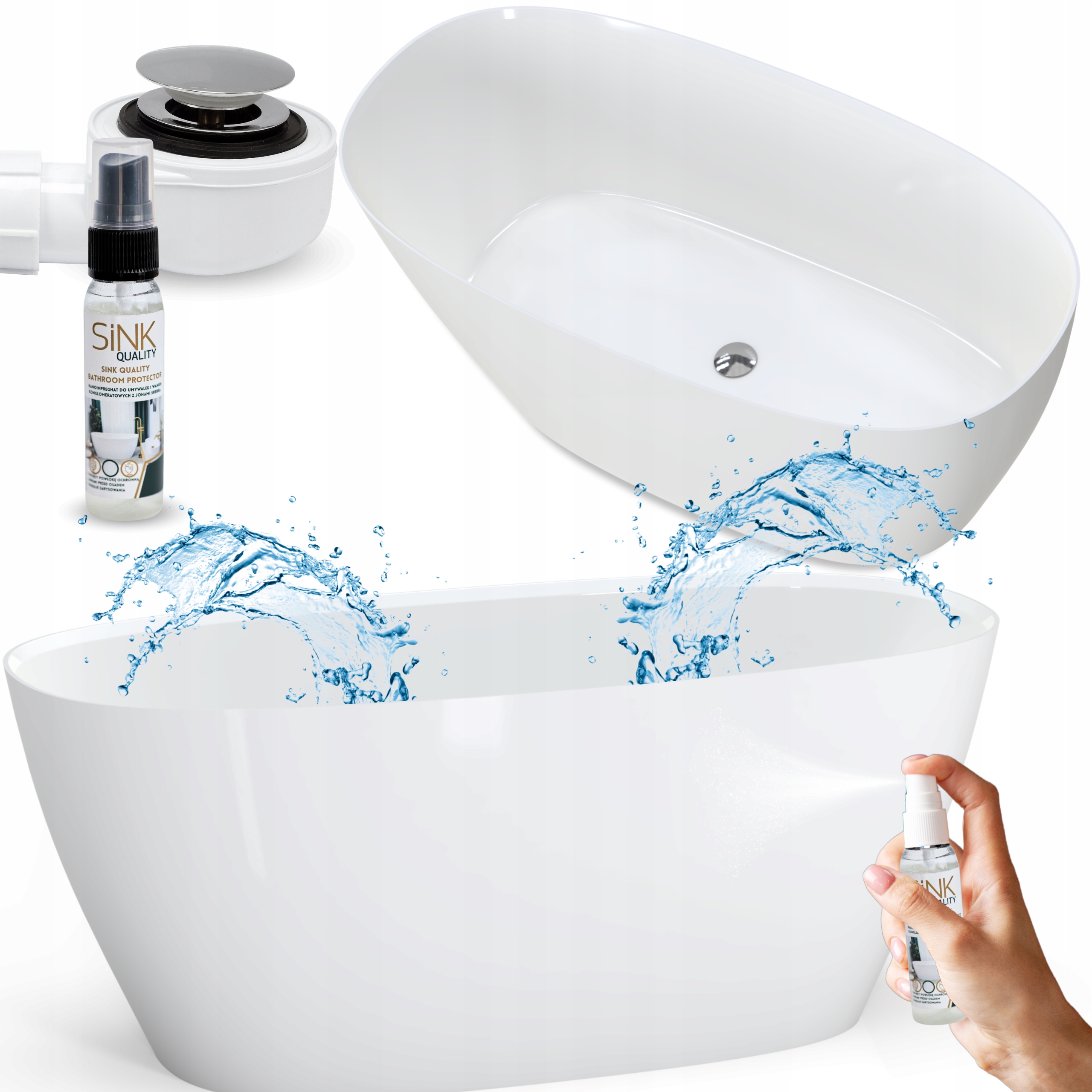 Volně Stojící Vana Sifon Korek Do Vany 150 Koupelnová Z Konglomerátu 3v1