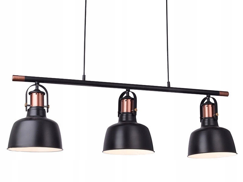 Lampa wisząca czarna na listwie, styl industrialny, 3xE27 nad stół Azzardo