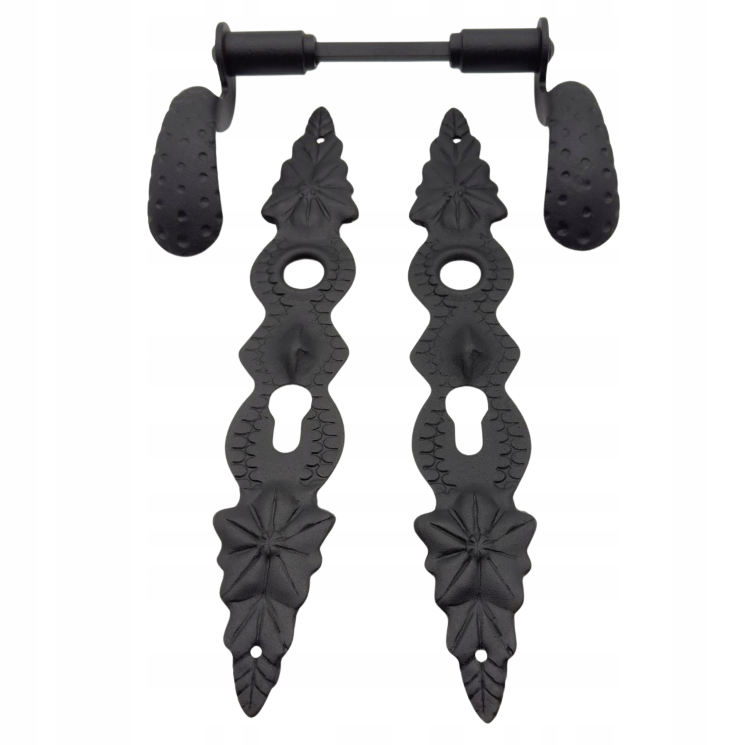 Kovaná Klika pro Bránu Dveří Černá Se Štítem 72 Vložka Dveřní Klika Retro