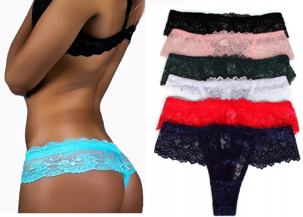 6x MAJTKI DAMSKIE FIGI STRINGI KORONKOWE L