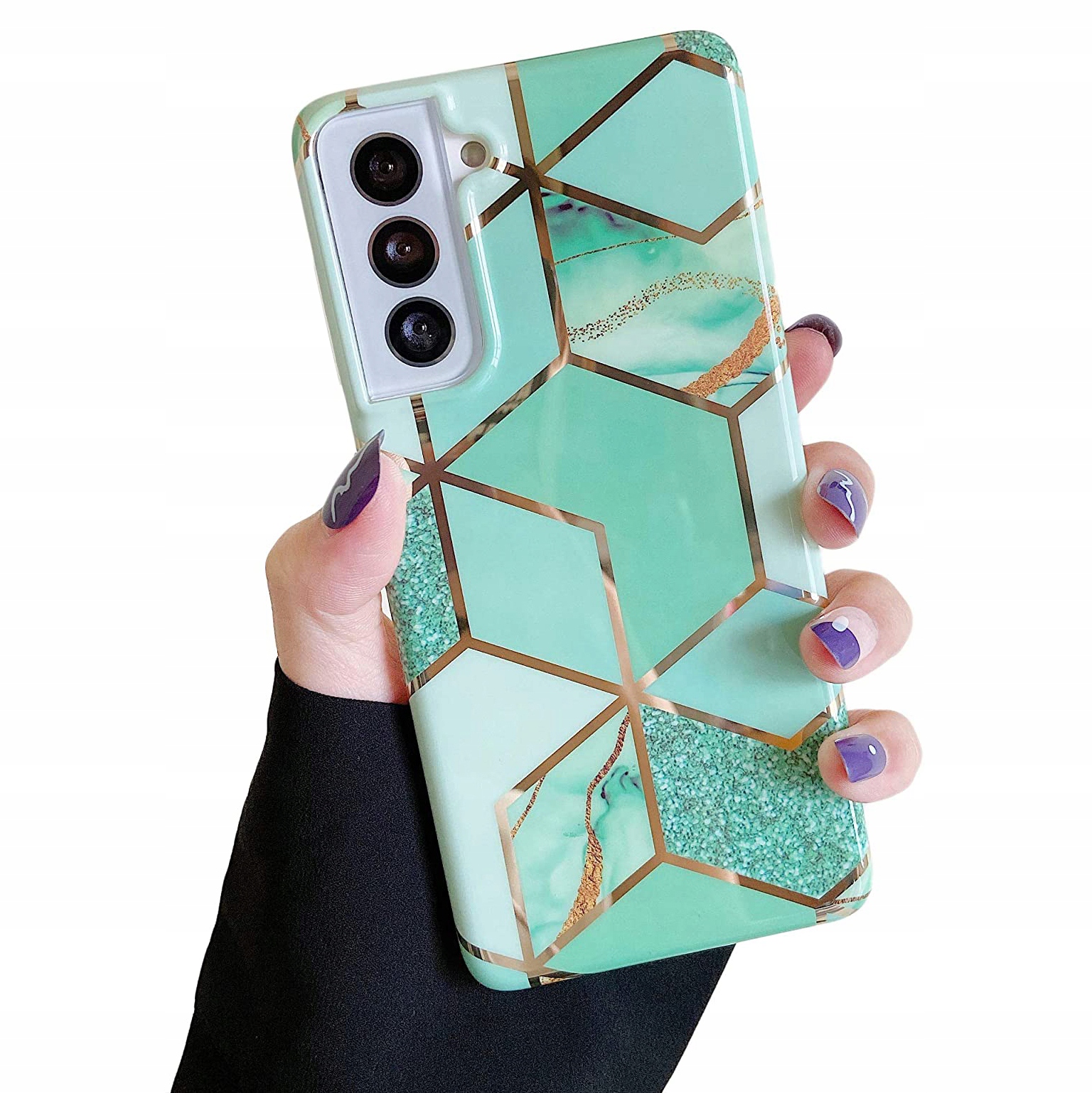 

Etui Zielone Marmur Gold do Galaxy S21+ Plus