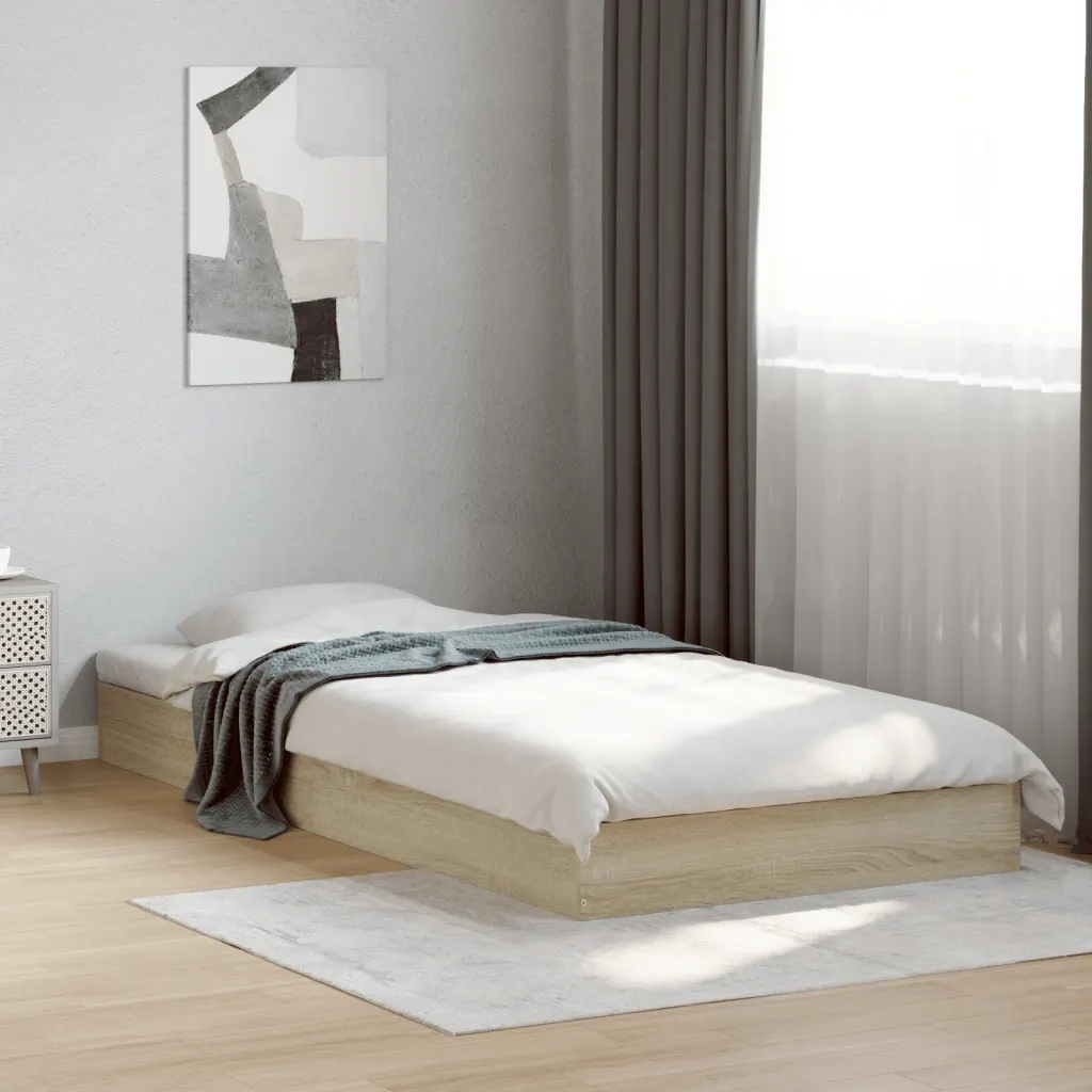 Rám postele bez matrace dub sonoma 75 x 190 cm kompozitní dřevo Hnědá 84207