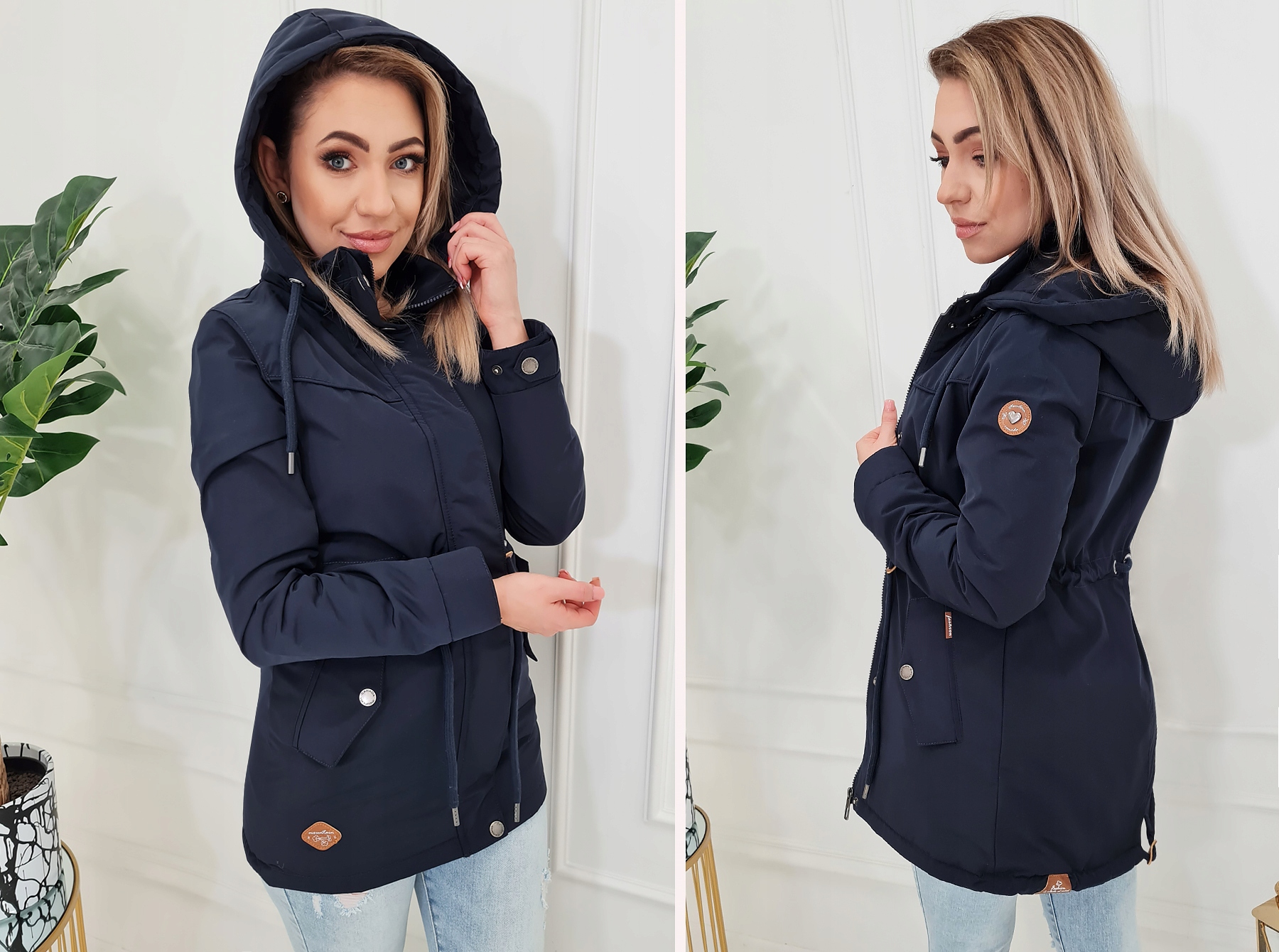 PRZEJŚCIOWY TALIOWANY PARKA PŁASZCZ Z KAPTUREM XXL Kolekcja jesień, wiosna