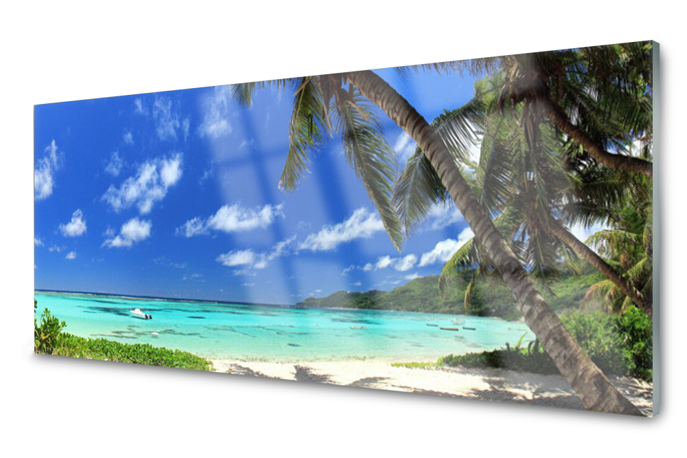 

Panel szklany do kuchni Palma Drzewo Morze 125x50