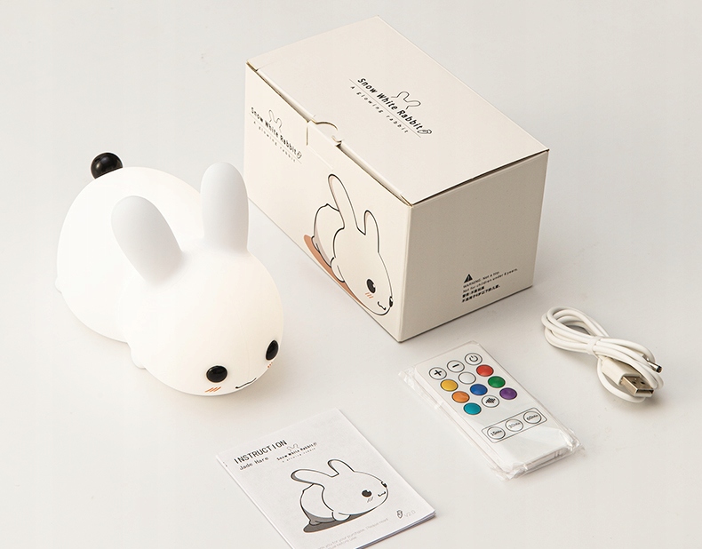 Lampka silikonowa króliczek+Pilot+kabel Szerokość produktu 8 cm