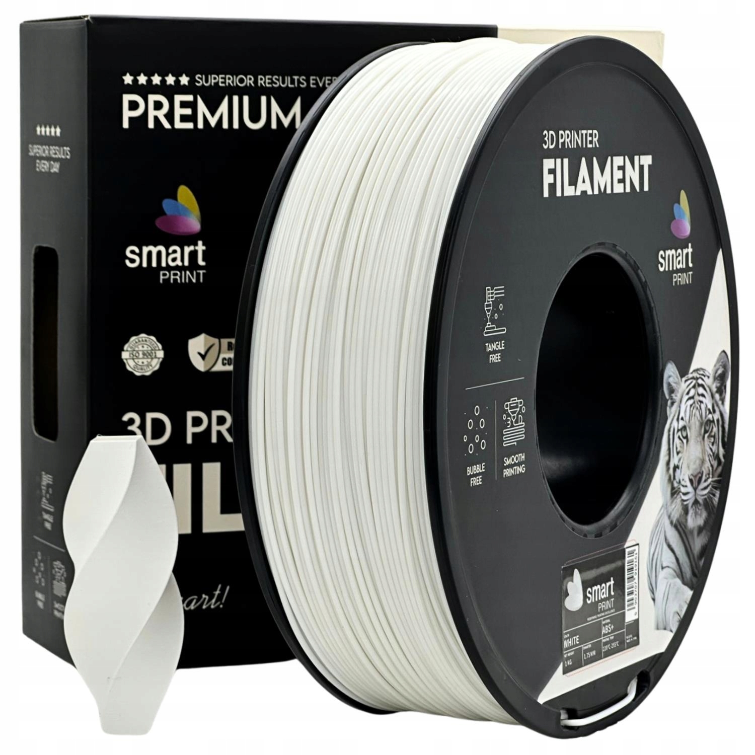 Filament Smart Print Abs+ White Biały Wytrzymały Techniczny 1.75mm 1kg
