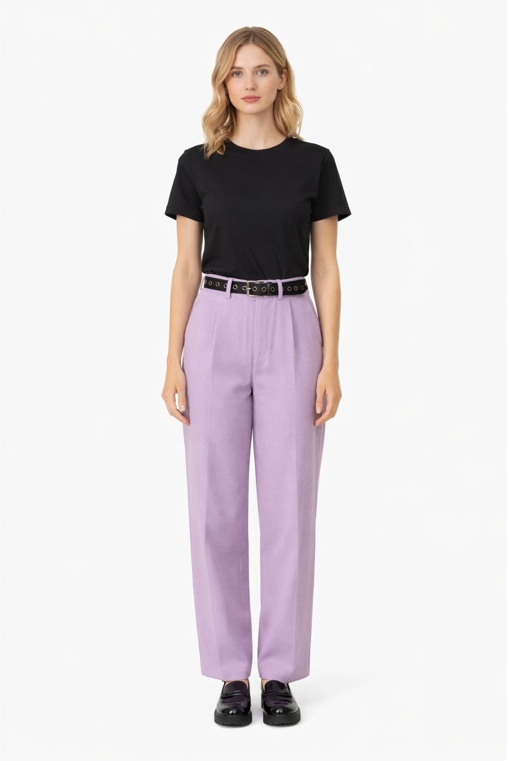 Elegantní Kalhoty S Vysokým Pasem A Záševky Velikosti 1I4A