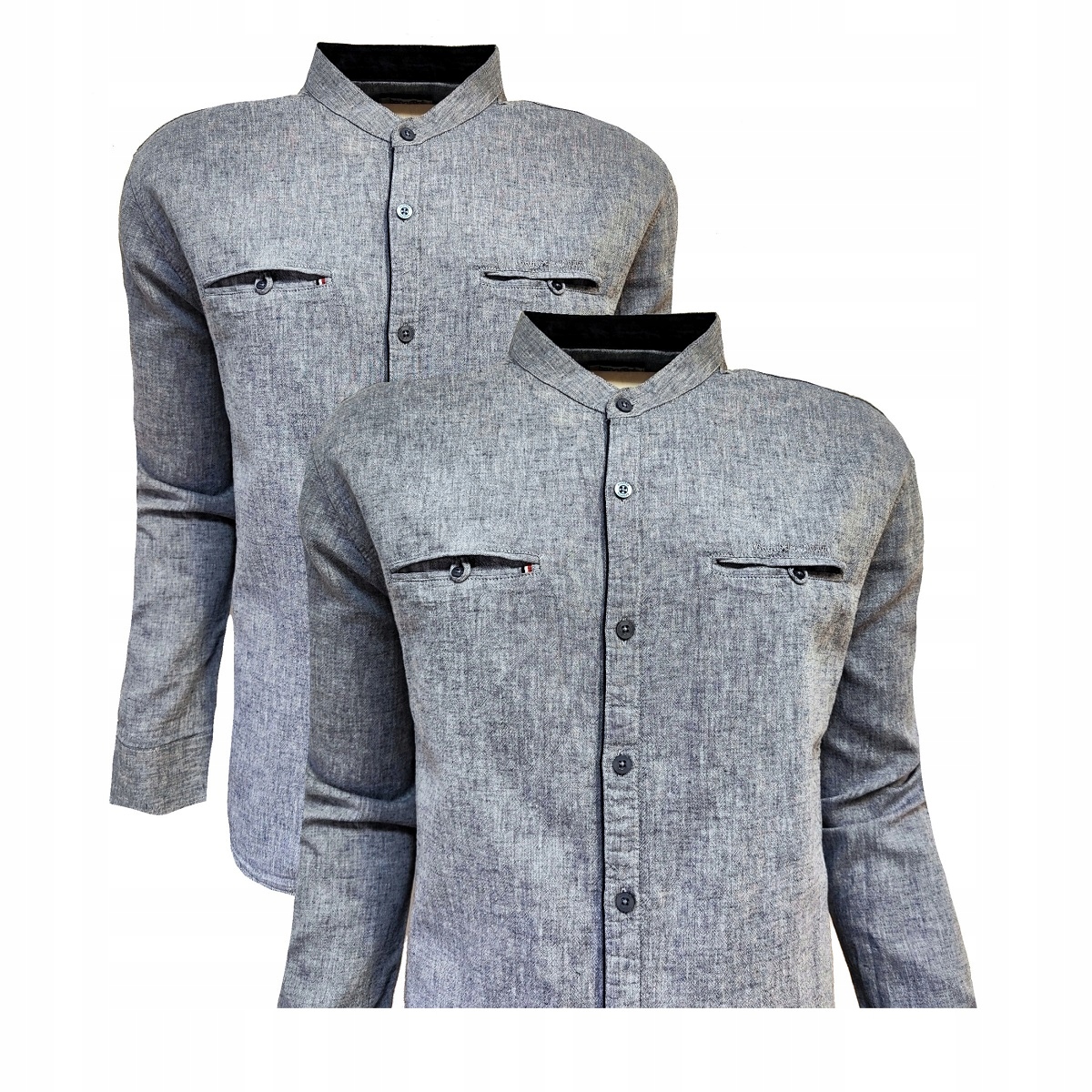 Lněná košile vzdušná letní se stojáčkem Indigo L Bagarda