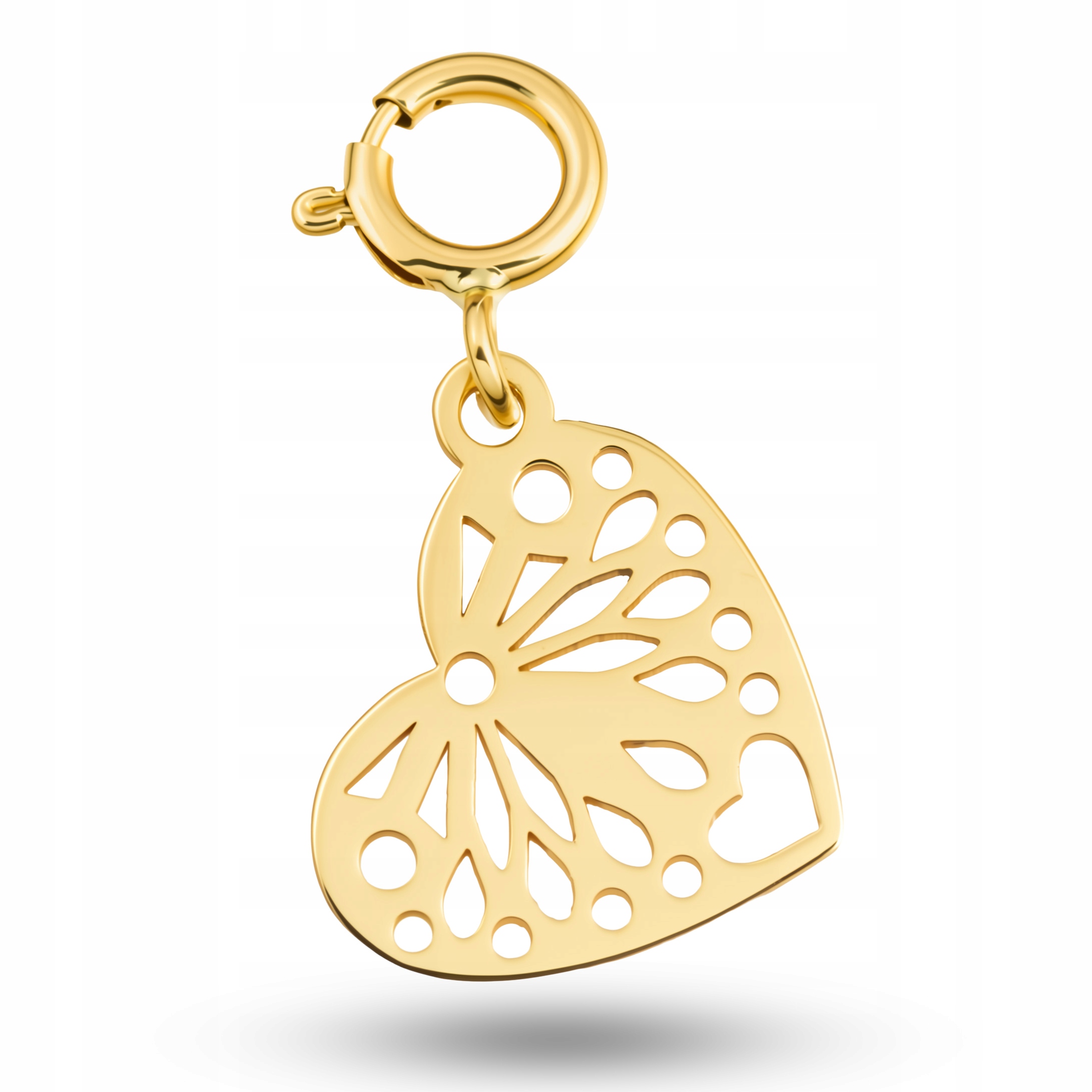 Zlatý přívěsek na náramek Srdíčko Ažur ryzost 585