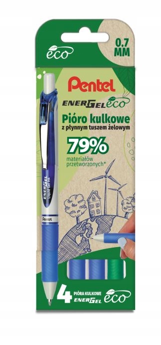 ZESTAW 4SZT PIÓR KULKOWYCH 3X NIEBIESKIE 1 ZIELONE