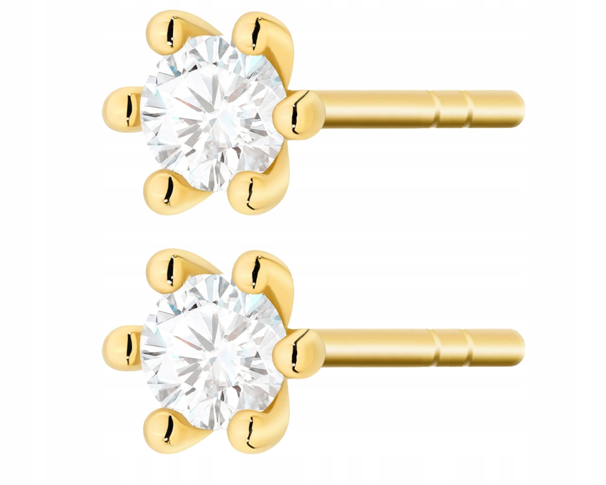 Zlaté Náušnice Klasické V 6 Tlapkách S Diamantem Na Tyči Zlato 585